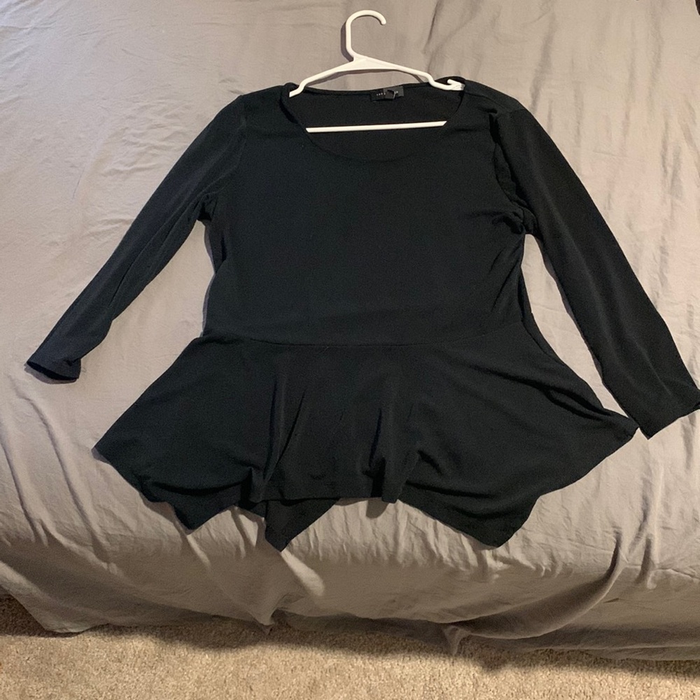 The Limited, black peplum bottom shirt, size M